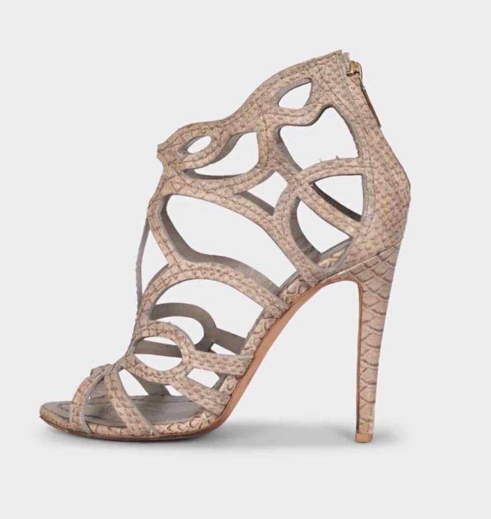 Christian Dior Animal Print Leather High Heel Sandals 37.5